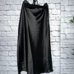 Black Satin Midi Skirt